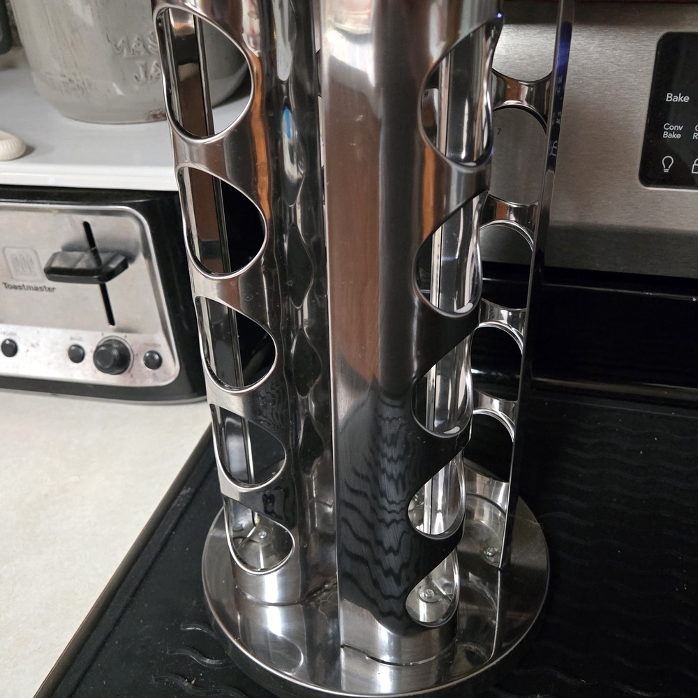 Stainless Steel Rotating Spice Rack Carousel - Silver